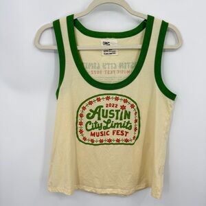 Austin City Limits Music Festival cream tank top with green trim graphic 2022 S